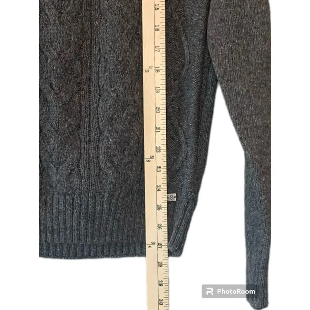Buckle Black Label Mens LG Athletic Fit Gray Knit Shawl Collar Sweater